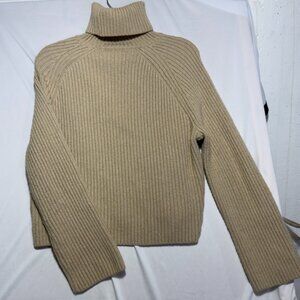 H&M Ribbed Turtle Neck Sweater Beige Womens Medium